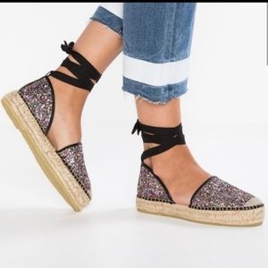 Free People Paradise Glitter Espadrilles Size 37 US 7